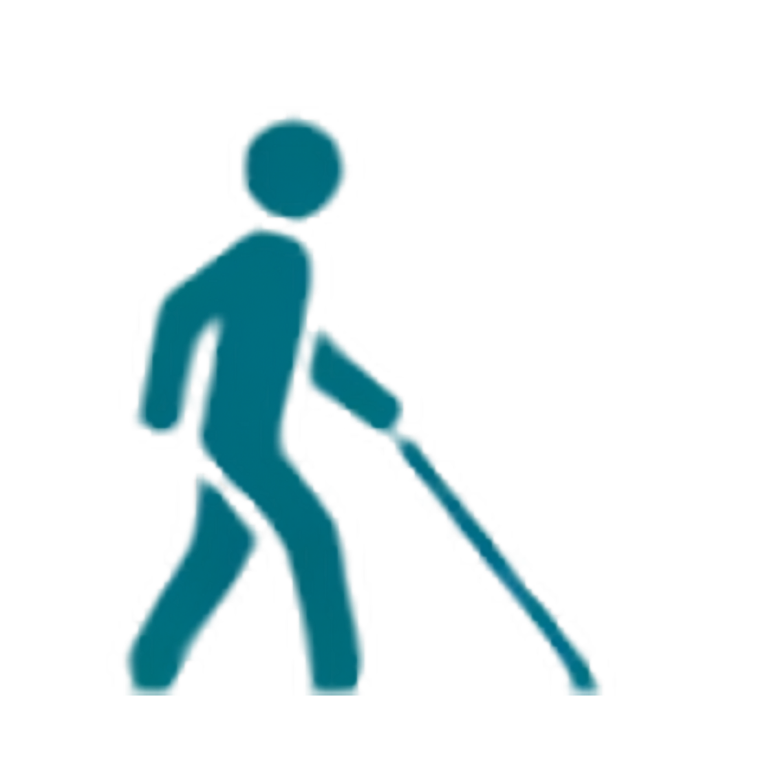 Person using a white cane for independent mobility.